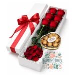 Caja 6 Rosas Rojas + Bombones Ferrero
