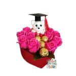 Box Corazón 10 Rosas Eternas De Jabón + Bombones + Oso Grado