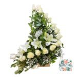 Arreglo Fúnebre de 15 Rosas + Lirios