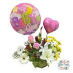 Arreglo Cesta Primaveral + Globos
