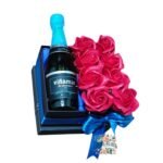 Box Cuadrado 8 Rosas Eternas De Jabón + Espumante