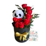 Box Cilindro 7 Rosas Eternas De Jabón + Peluche 17 cm