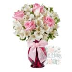 Florero De 6 Rosas + Astromelias Importadas