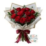 Ramo 12 Rosas Rojas + Eucalipto