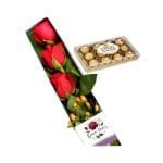 Caja 3 Rosas + Bombones Ferrero