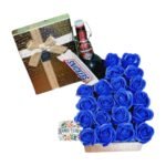 Box Cuadrado 20 Rosas Eternas De Jabón + 1 Chocolate + Cerveza Kunstmann