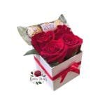 Box Caja 4 Rosas + Bombones Ferrero