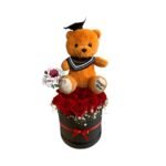 Box Cilindro 12 Rosas + Peluche