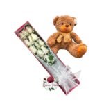 Caja 12 Rosas + Peluche