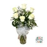 Florero 6 Rosas Blancas
