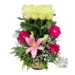 Arreglo De 13 Rosas + 3 Gerberas + Lirios