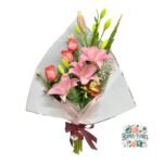 Ramo Primaveral de 3 Rosas + Lirios