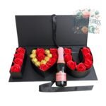 Caja De 10 Rosas + Bombones + Espumante Valdivieso Limited Rose + Mini Globo
