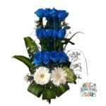 Arreglo 12 Rosas Azules + Gerberas