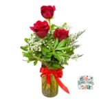 Florero 3 Rosas Rojas