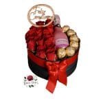 Box Cilindro 12 Rosas Rojas + Bombones + Espumante