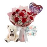 Ramo 8 Rosas + Peluche + Globo