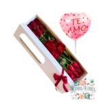Caja 12 Rosas Rojas + Globo